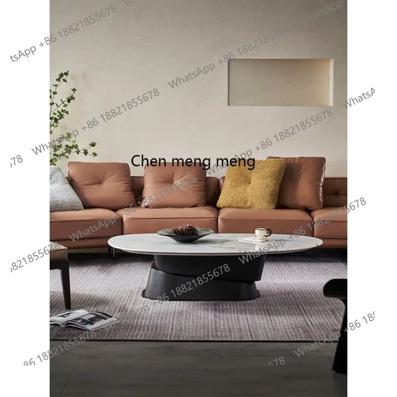 Italian minimalist marble light luxury square coffee table high-end luxury stone coffee table combination designer