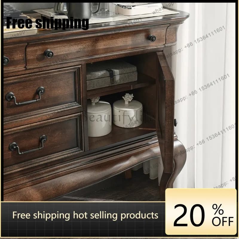 Factory Direct French Vintage Engraved Entrance Cabinet Middle Antique Living Room Wall Side Cabinet