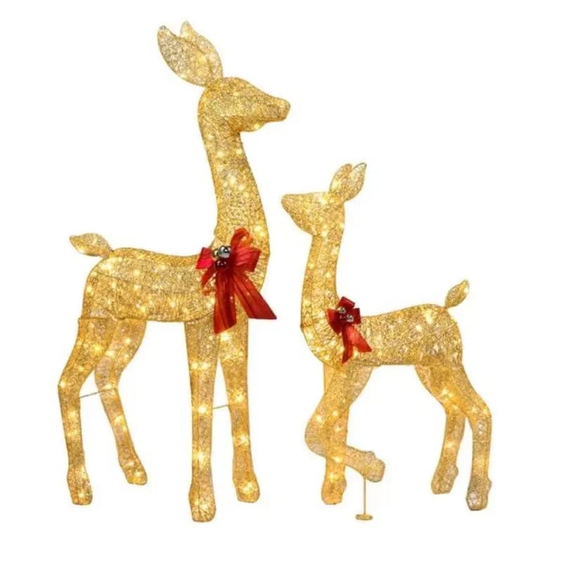 2-Piece gold inflatable luminous Christmas deer home decoration set 210 LED lights warm white outdoor garden decoration set