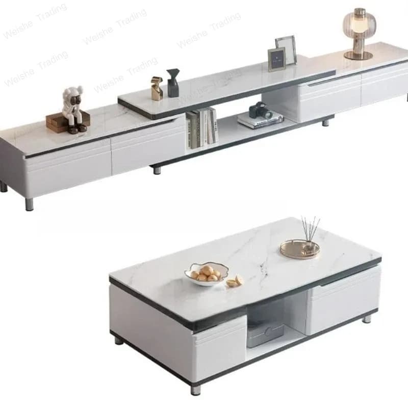Modern minimalist living room household TV cabinet, floor standing retractable TV cabinet, coffee table, tea table combination