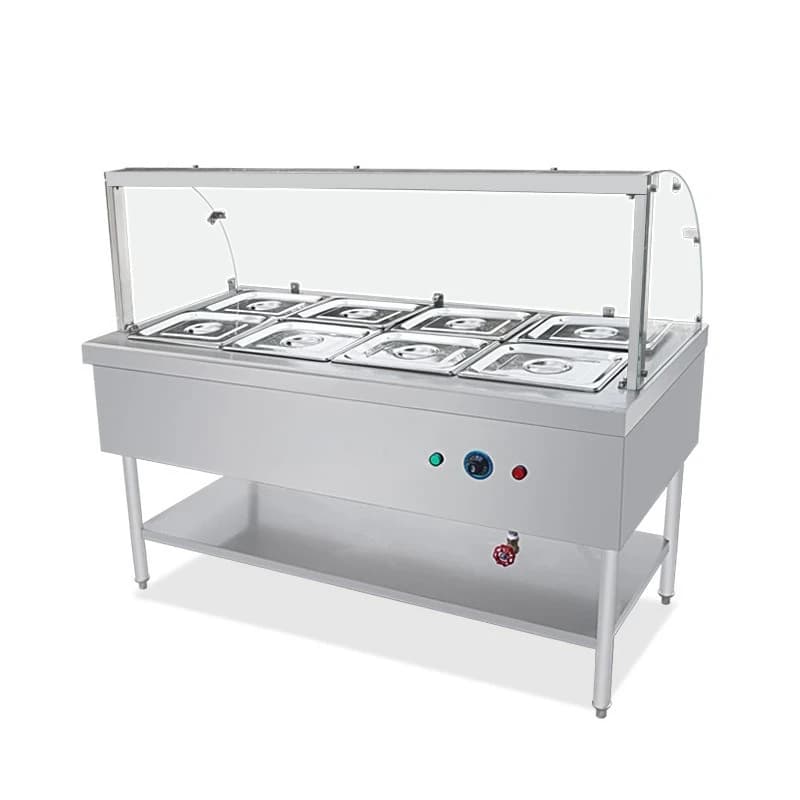 Thermal insulation sales table Thickened tempered glass cover type fast food sales table meal soup number basin thermal