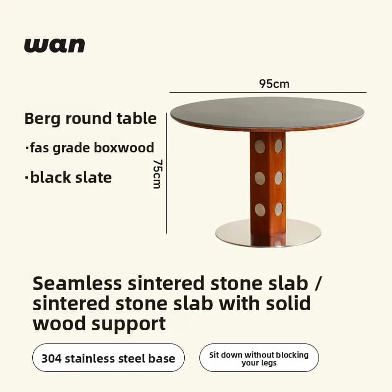CZ-17 medieval round table retro metal legs round dining table Nordic solid wood rock slab dining table