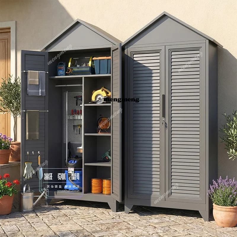 American Villa Outdoor Storage Cabinet Multifunctional Waterproof Sunproof Courtyard Garden Tool Cabinet Outdoor Furniture