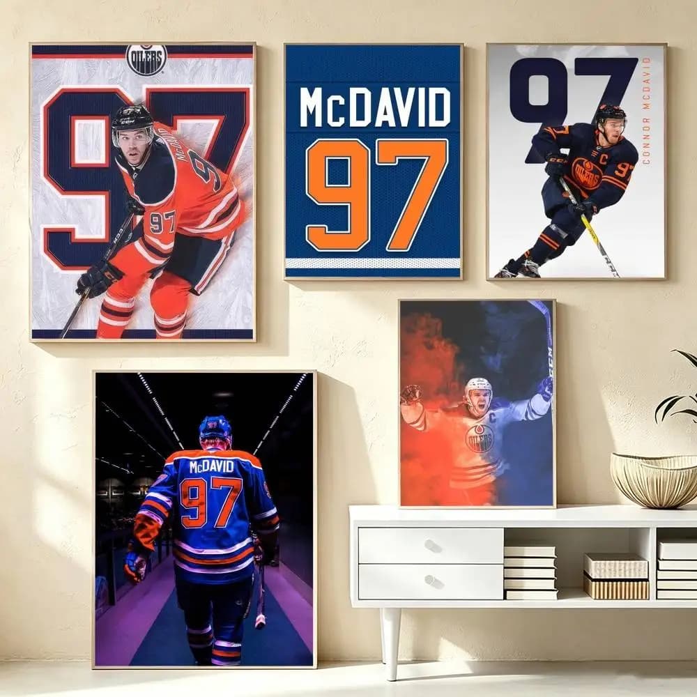 Ice Hockey C-Connor McDavid  Poster Waterproof Wall Art Sticker For Bar Living Room Vintage Decor High Quality Print Gift