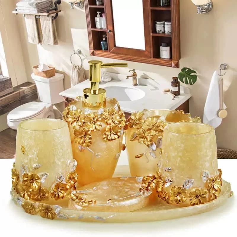 Bathroom accessory set, household light‑luxury bathroom storage decor