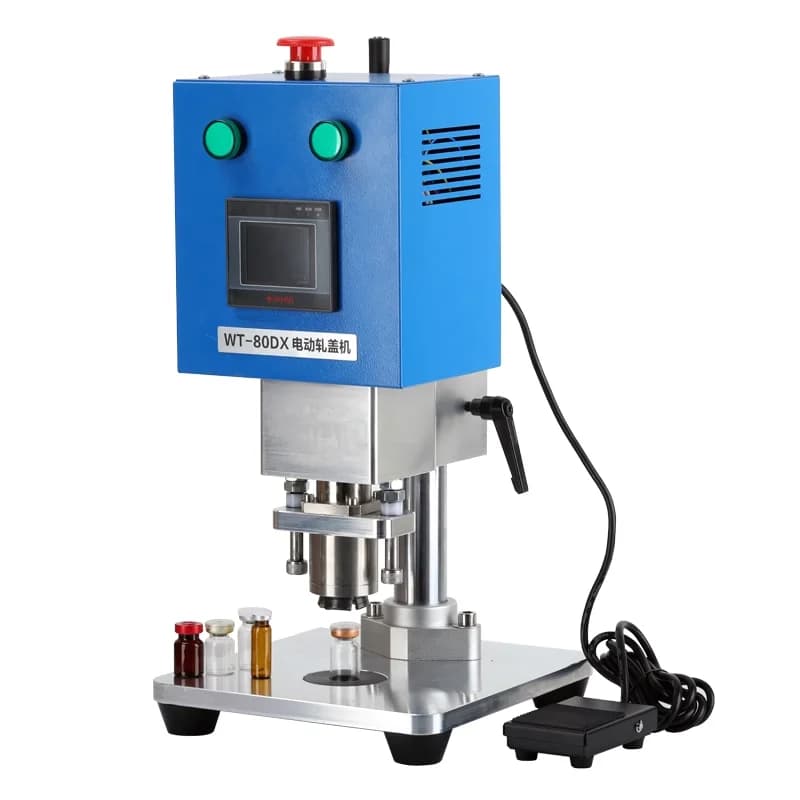 Full Electric Small Bottle Solution Glass Vial Metal Aluminum Caps Stopper Crimping Sealing Capping Machine