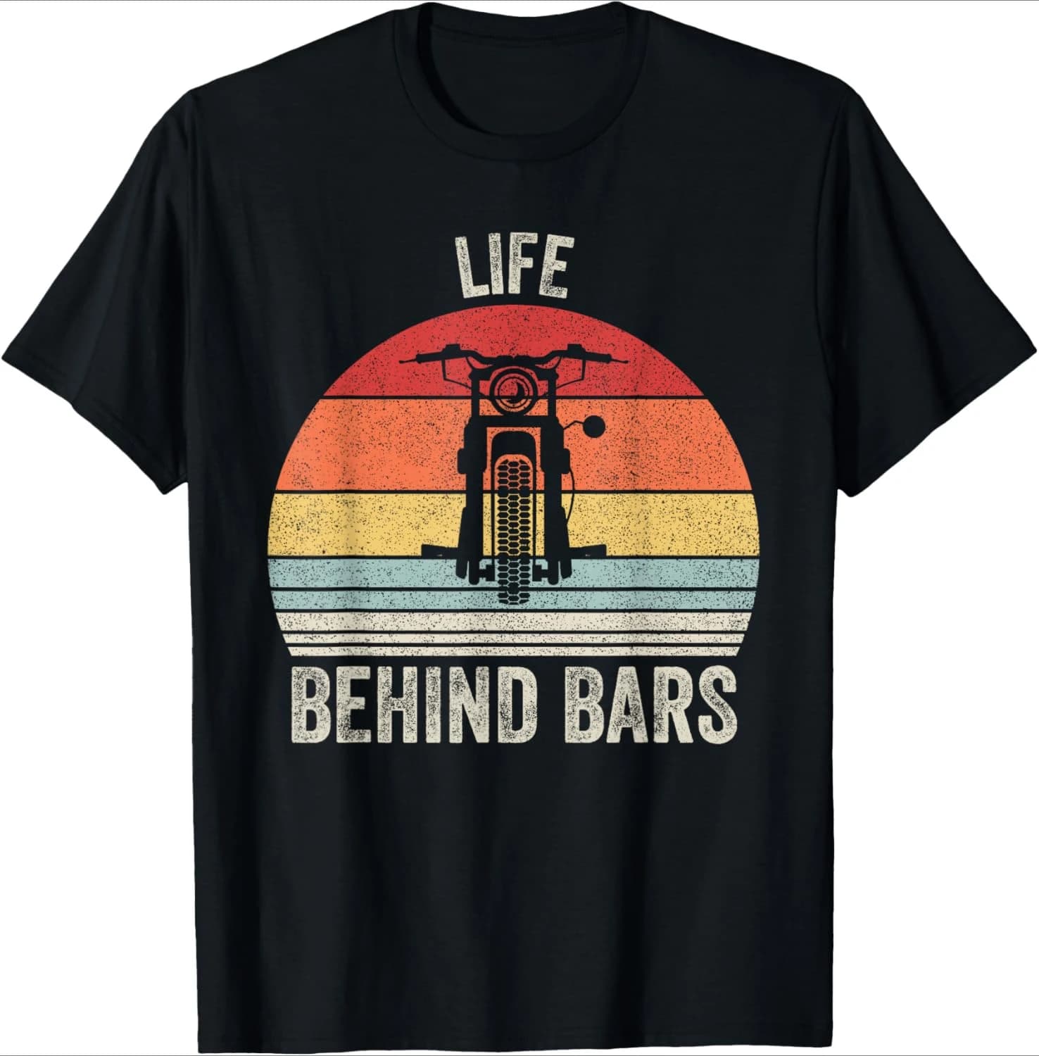 Vintage Retro Life Behind Bars Shirt Motorcycle Rider design-100% cotton O-neck short sleeve casual printed men's T-shirt.