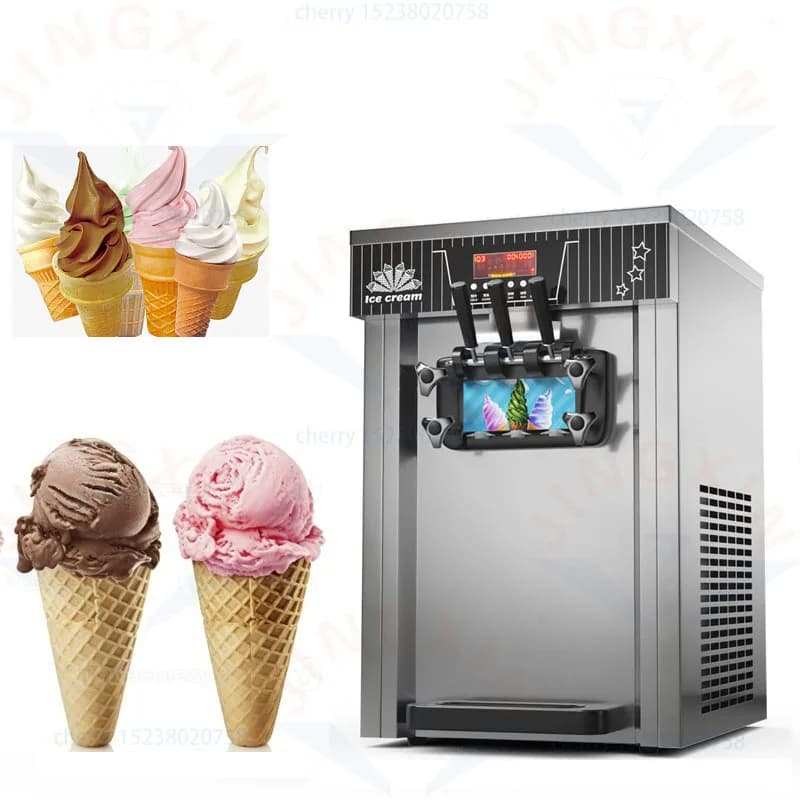 Commercial Automatic Table Top Three Flavor Soft Serve Ice Cream Making Machine Maker Soft Ice Cream Machine