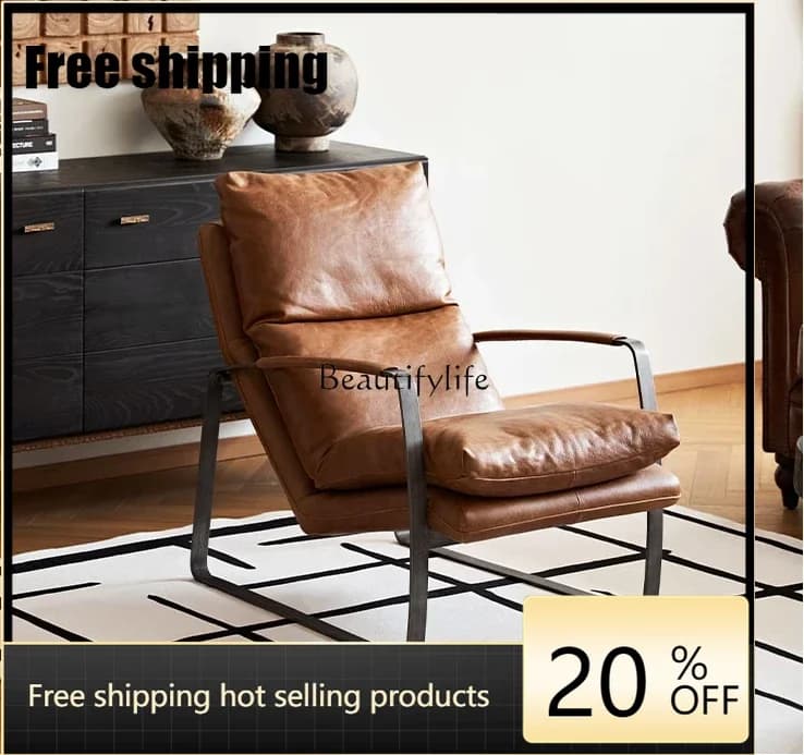 X4 Retro Leisure First Layer Full Leather Sofa Living Room Lazy Sofa Mid-Ancient Recliner