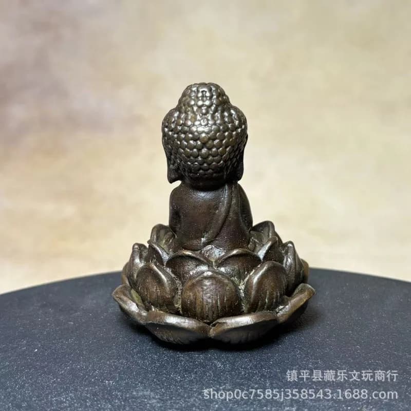 Vintage Shakyamuni Buddha Sitting on Lotus Ornament Home Decoration Office Desktop Living Room Decor Gift