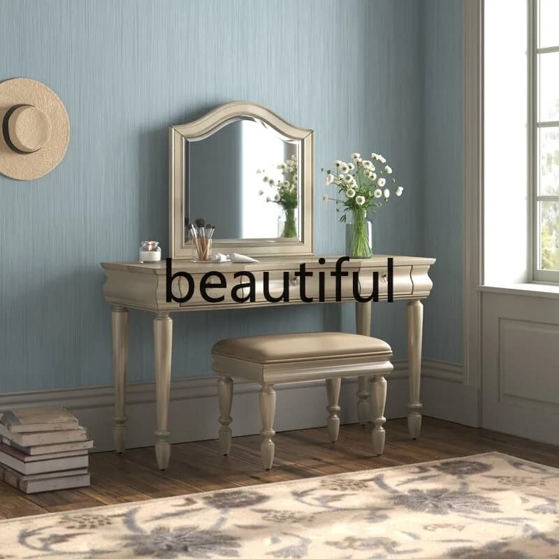 American dressing table, bedroom simple solid wood dressing table, white small apartment dressing table, European style