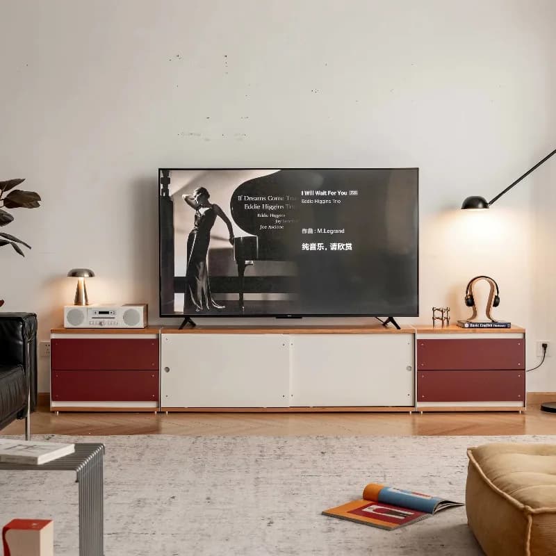 Small apartment modern simple living room home storage Nordic retro solid wood TV cabinet