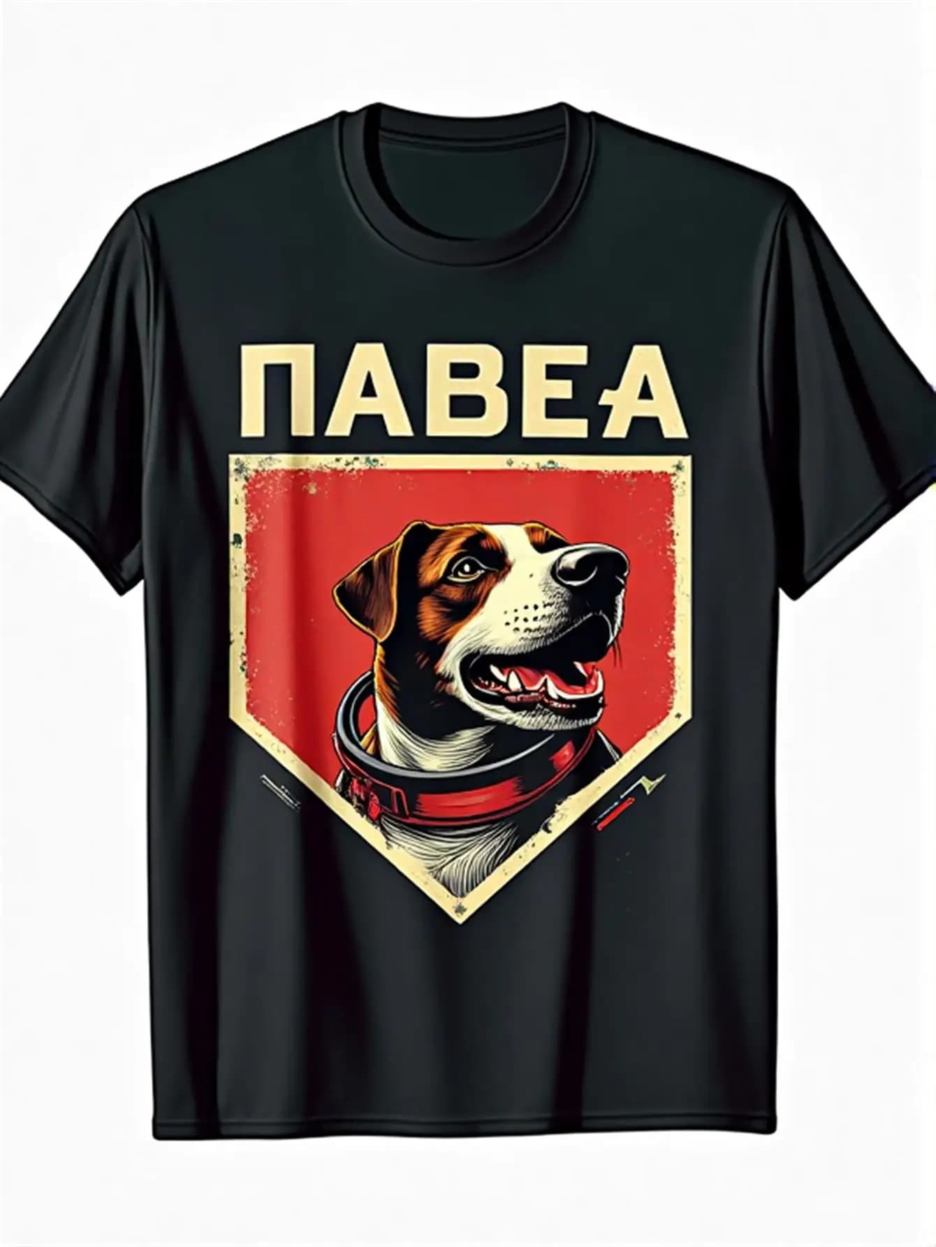 Vintage Soviet Space Dog Laika Cosmonaut T-Shirt 100% Cotton O-Neck Short Sleeve Summer Casual Mens T-shirt Streetwear