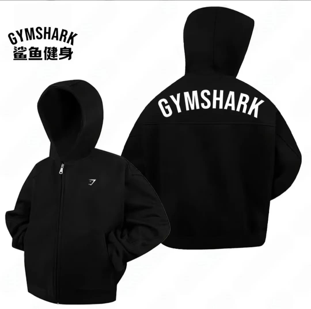 GYM SHARK Men's Zipper Gym Hoodie, Back Letter Printed Sports Hoodie