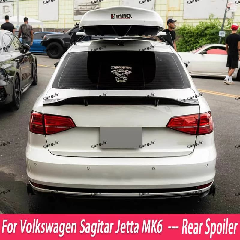 For 2012 - 2018 VW Volkswagen Sagitar Jetta MK6 Gloss Black / Forged Real Carbon Fiber Trunk Lid Diffuser R Style Rear Spoiler