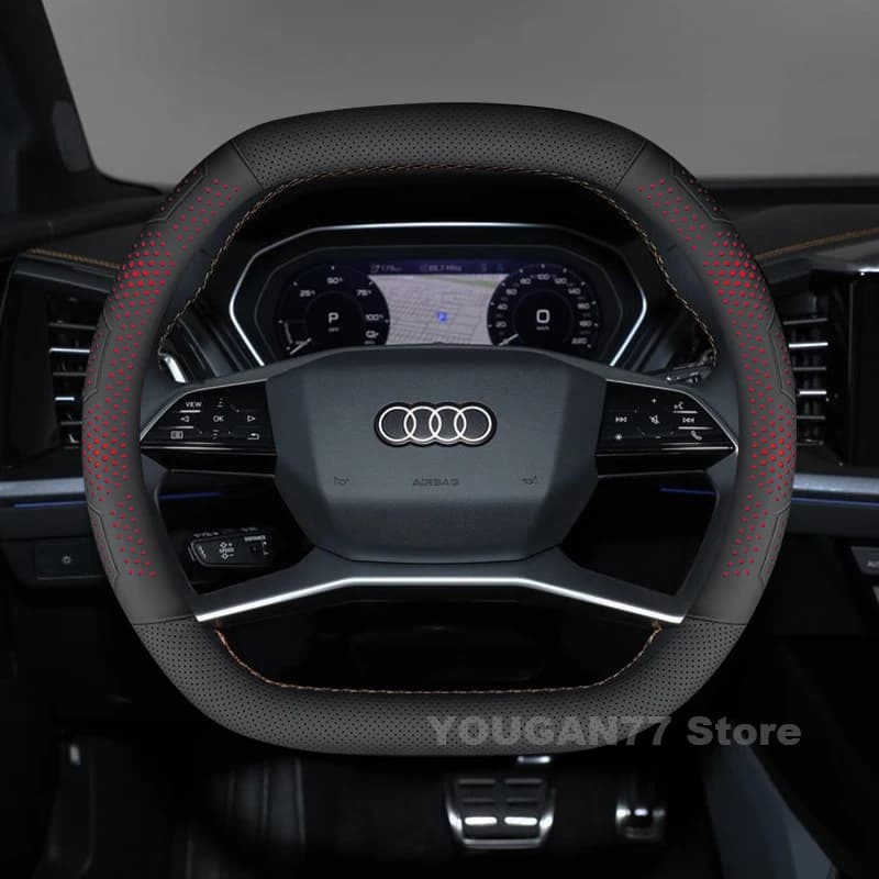 Leather Car Steering Wheel Cover for Audi Q6 E-tron Quattro 2025 Covers for Covers Auto Interior Audi Q6 E-tron Accessories 2025