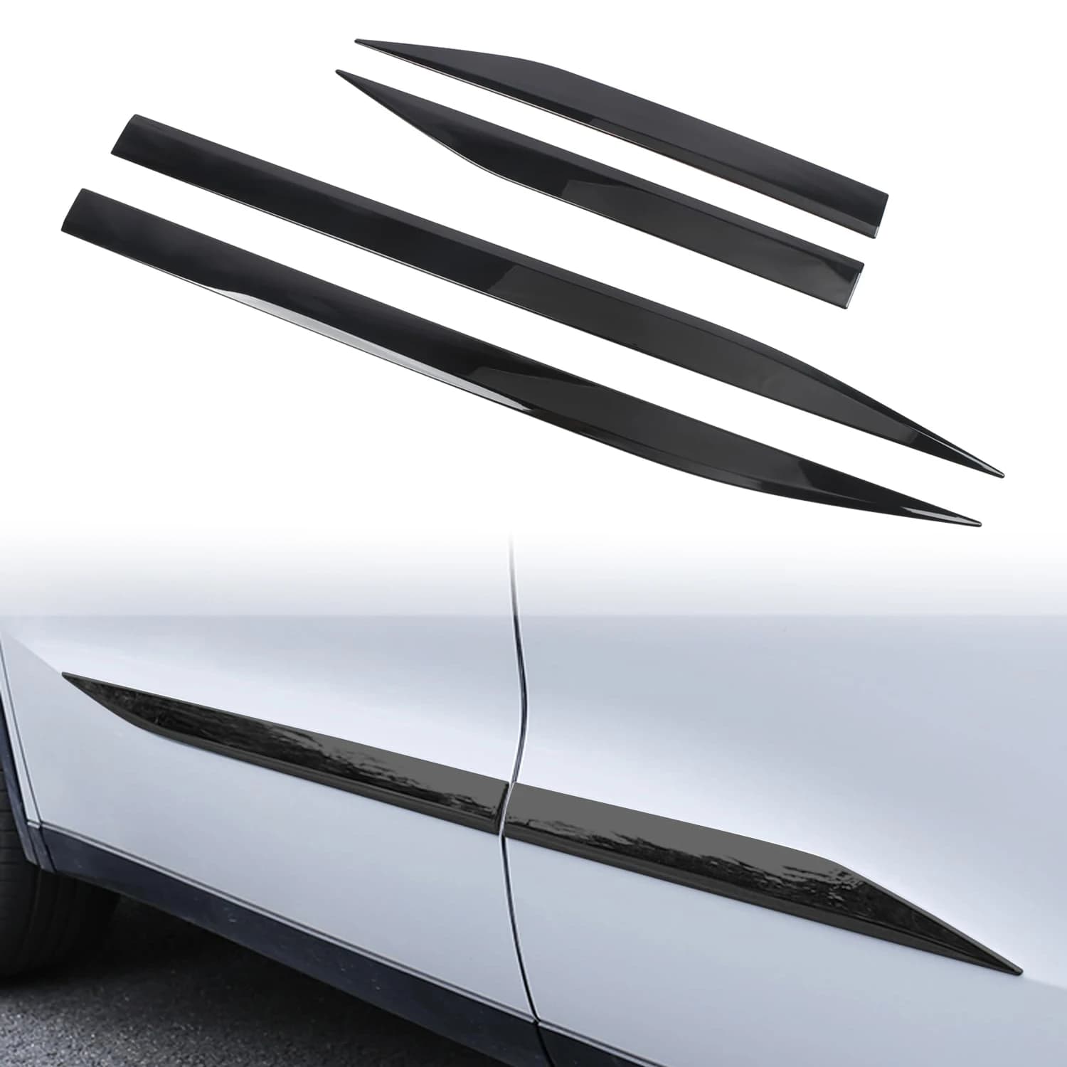 For Mitsubishi Outlander 2022-2025 Car Exterior Side Door Body Molding Strips Decor Cover Trim ABS Glossy Black Accessories 4pcs