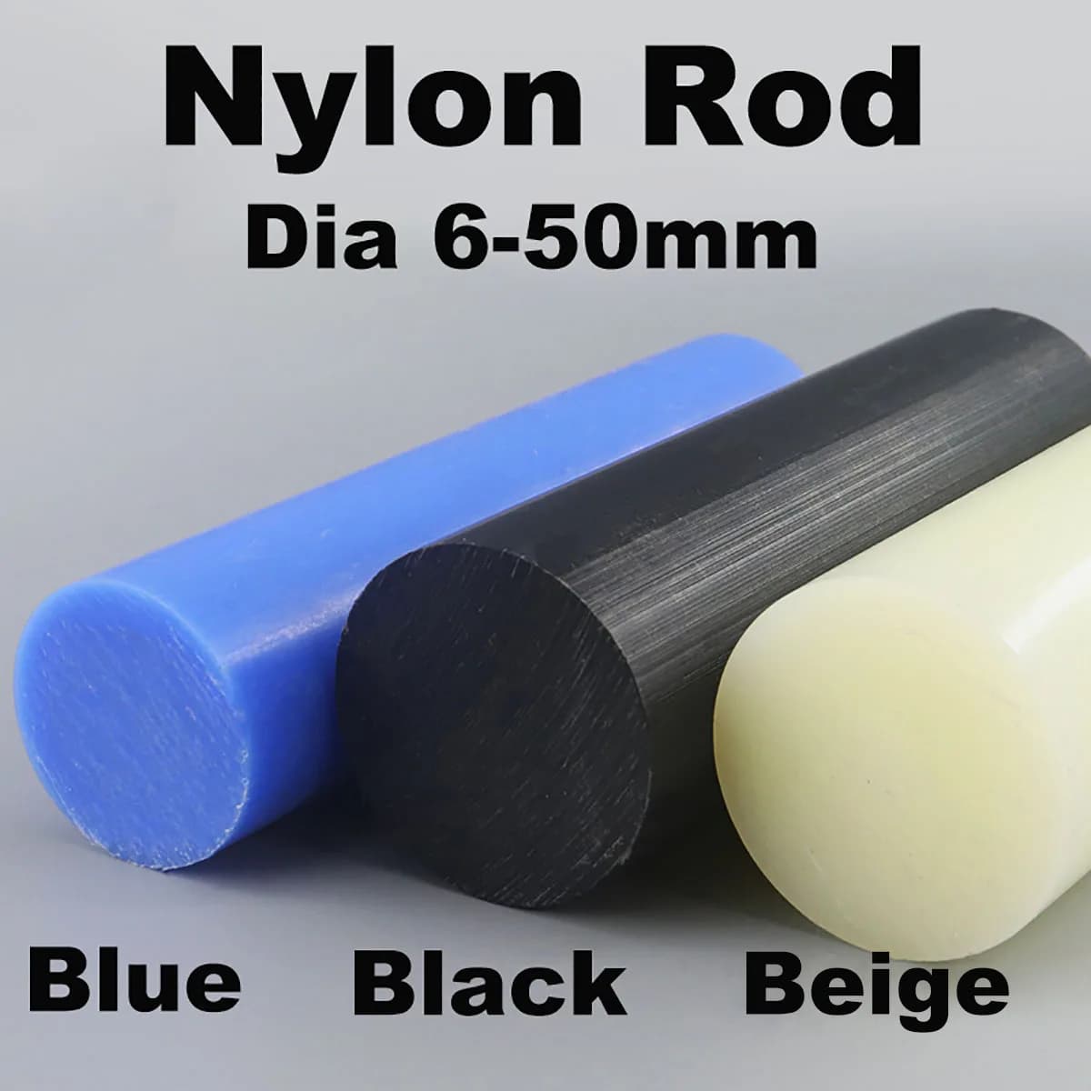 500mm Solid Nylon Rod  Dia 6-50mm Round Rod Tough Rod Solid  Plastic Rod Diameter Easy Processing 500mm Length