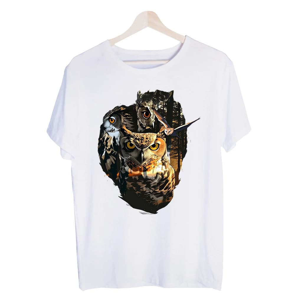 Men's Owl Graphic Tee, Short Sleeve Crew Neck T-Shirt for Casual Outdoor and Nature-Inspired Outfits