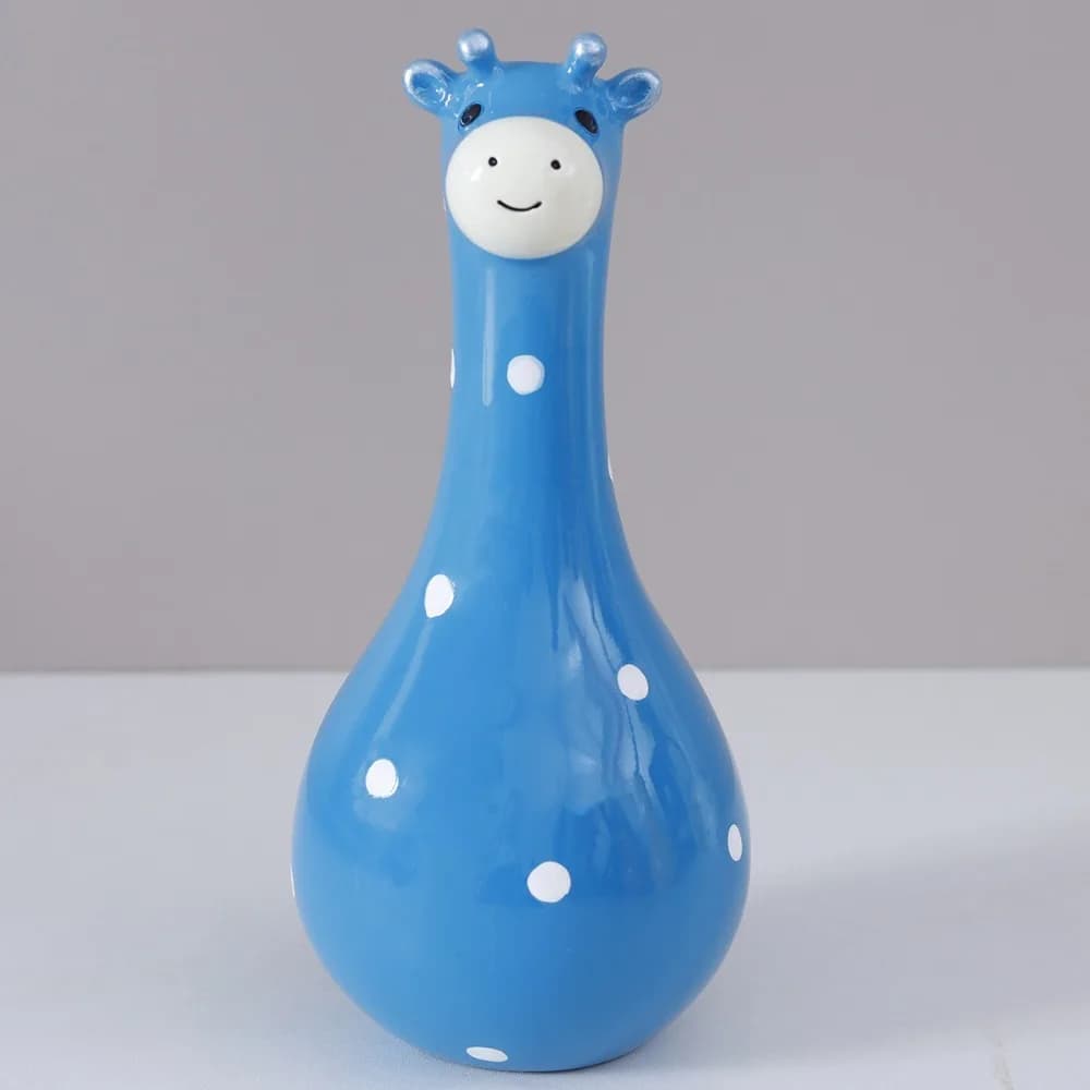 Hand Painted Cartoon Giraffe Resin Vase Novelty Lifelike Polka Dot Giraffe Bud Vase Fade-Resistant Giraffe Ornament