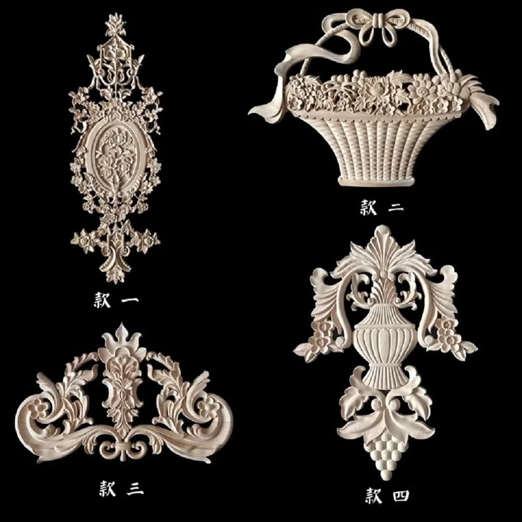 Dongyang Woodcarving European Style Furniture Decorative Parts, Solid Wood Carving, Bedroom Cabinets, Door Center, Solid Wood St