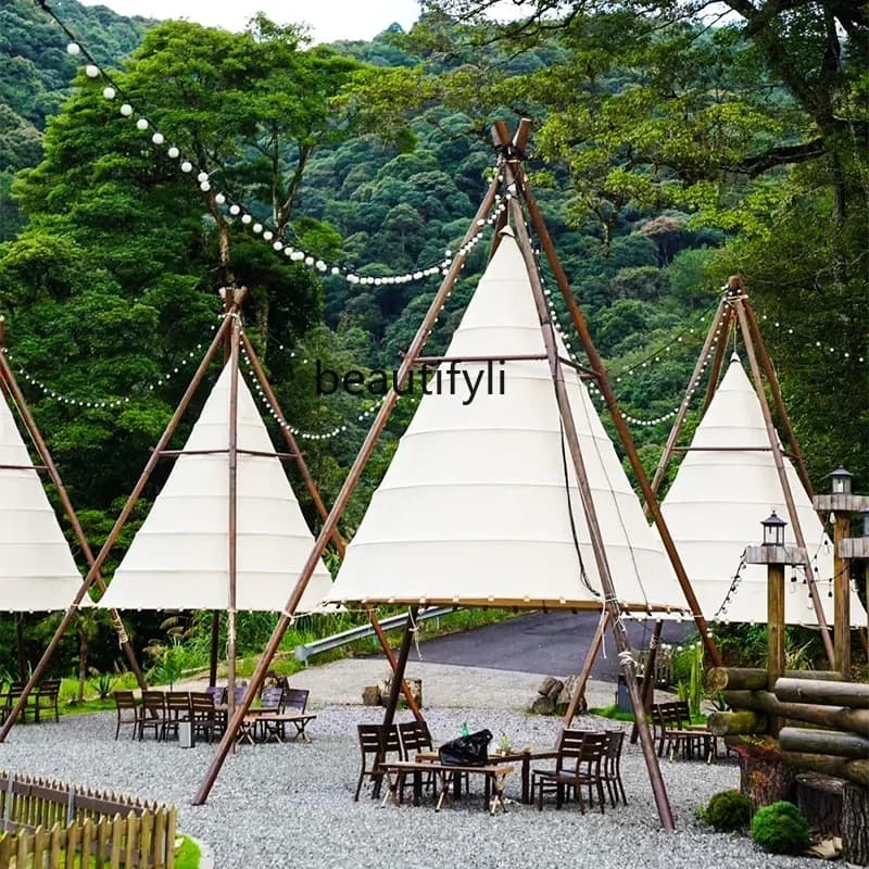 ss8350 Lantern tent Outdoor camp Catering  Sunshade canopy scenic tent Sunscreen bamboo cone tent