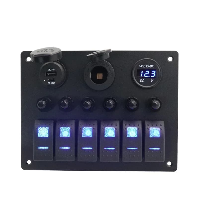 Yacht Switch Panel Accessories with USB Power Outlet Marine Car Retrofit Switch Button Switch with LED Light