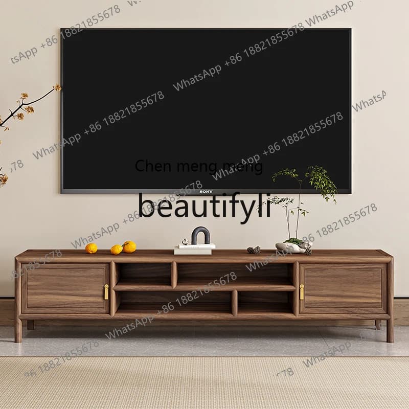 North American black walnut TV cabinet New Chinese all-solid wood modern simple household living room small apartment