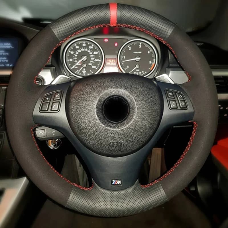 Non-Slip Black Leather Car Steering Wheel Cover For BMW M Sport M3 E90 E91 E92 E93 E87 E81 E82 E88 X1 E84 Car Accessories