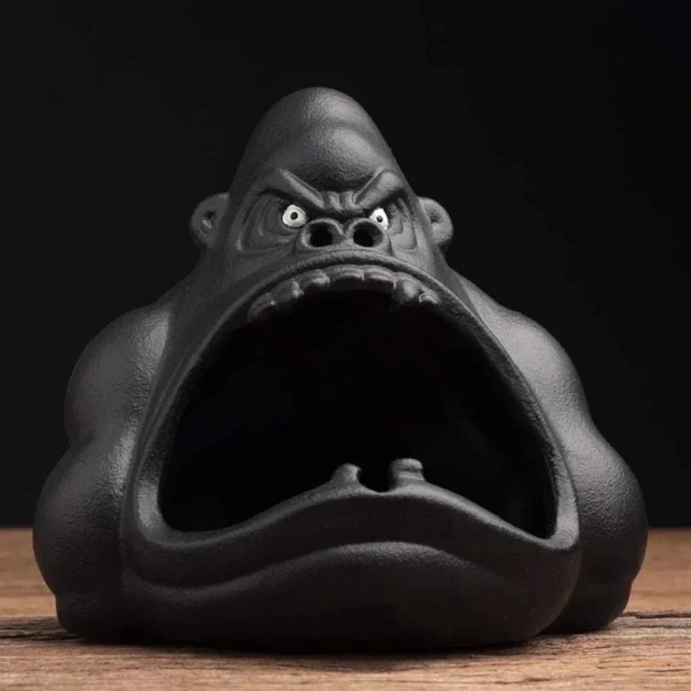 2025 Creative Ceramic Cartoon Gorilla Orangutan Ashtray Gorilla Ashtrays Home Anti-flying Ash Ornament Accessories Decoration