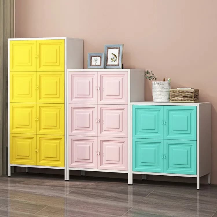 #For Simple children's toy cabinet, living room storage cabinet, bedroom formaldehyde-free wrought iron wardrobe, cute plastic