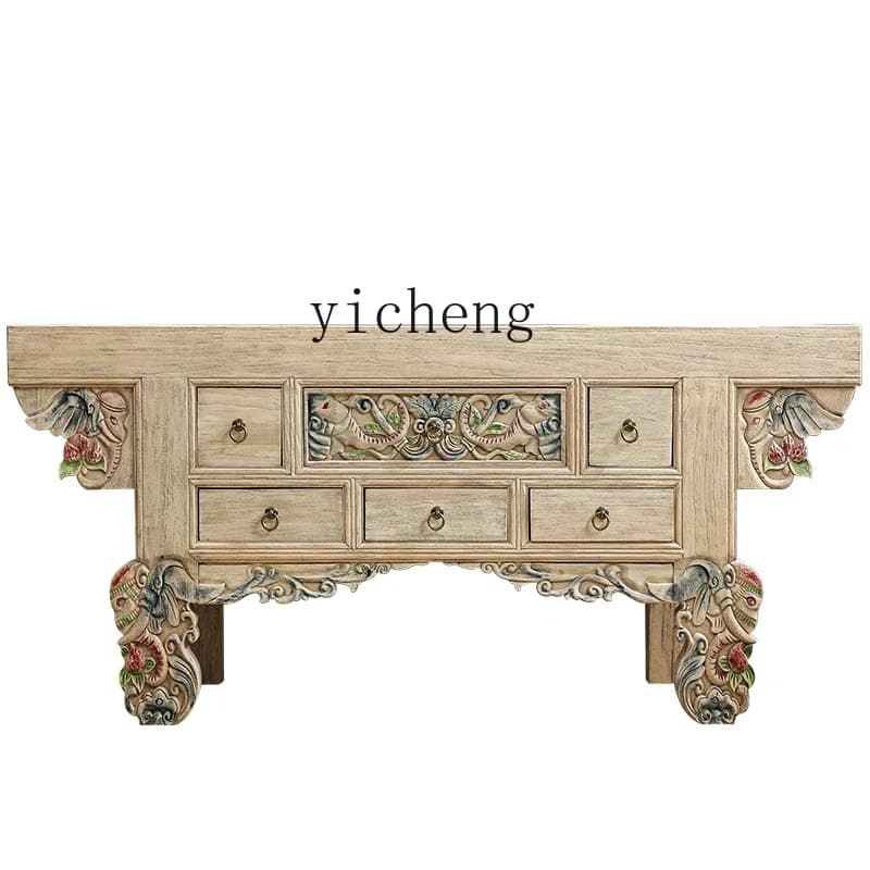 new Chinese solid wood table modern home living room porch cabinet Buddhist niche Fotai feng shui
