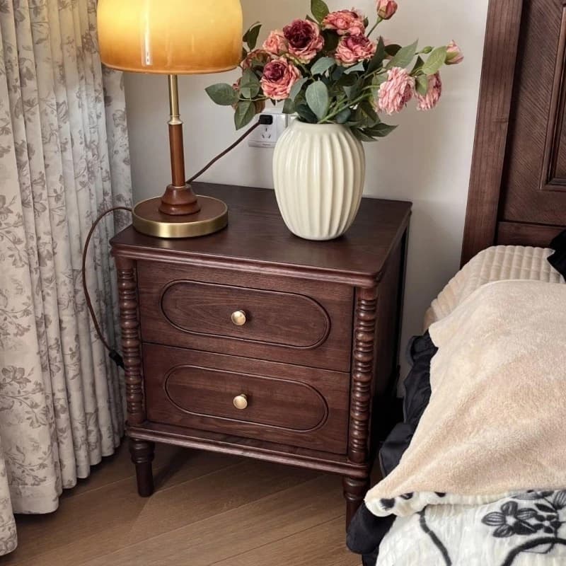 Retro solid wood bedside table storage bedroom drawer bedside table