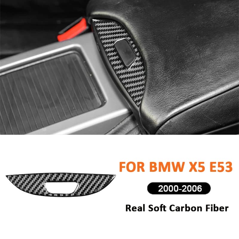 For BMW X5 E53 2000-2006 Carbon Fiber Car Console Armrest Box Switch Button Panel Frame Decoration Sticker Interior Parts