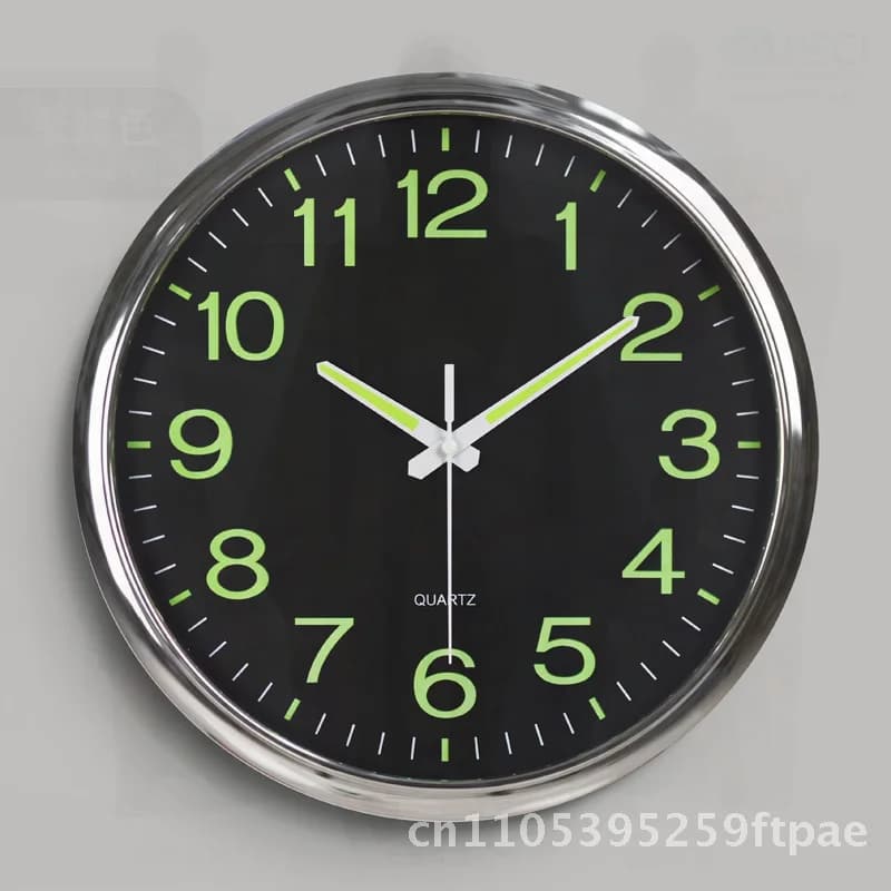 12 Inch 30CM Luminous Plastic Wall Clock Quartz Movement Bedroom Living Room Decor Simple Design with Logo Battery Powered