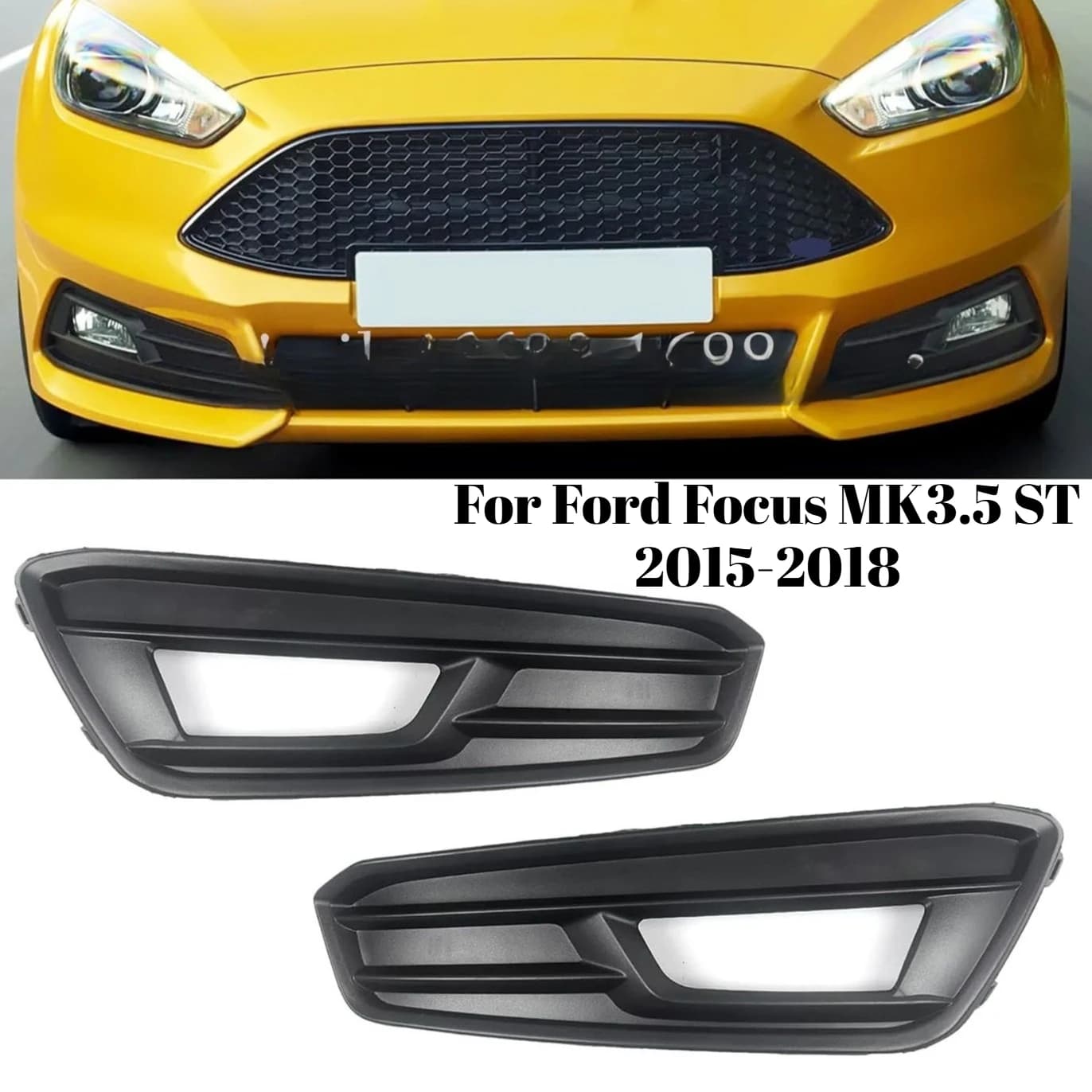 For Ford Focus MK3.5 ST 2015-2018 1 Pair Fog Light Cover Fog Lamp Bezel PC Material Exterior Decoration Replacement Accessories