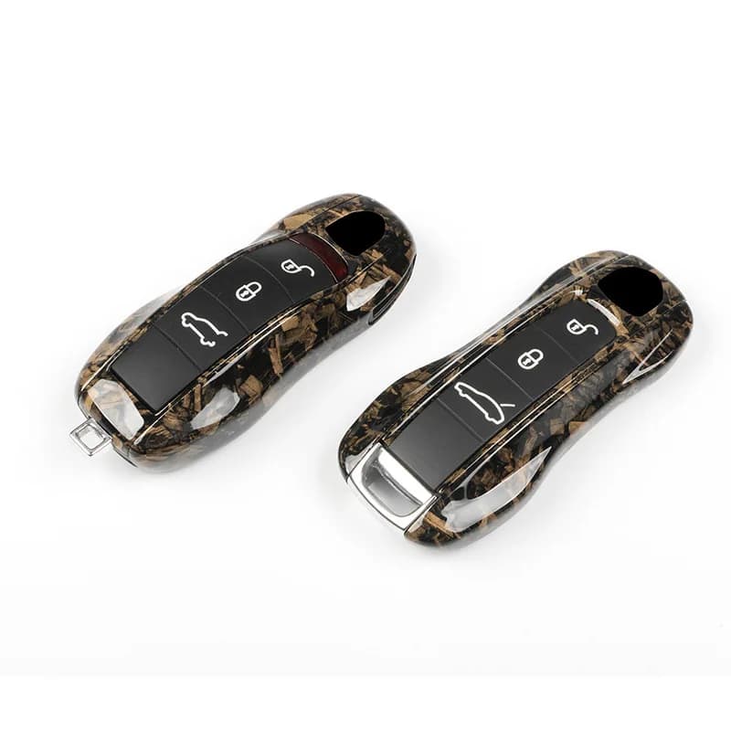 Luxury Plastics Wood Texture Design Car Key Case Fob Cover for Porsche Panamera  Macan Boxster Cayman Cayenne 911 718