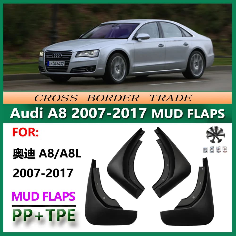 For Audi A8 A8L 2007-2017 Mud Flaps OE Style Splash Guards Set of 4 Perfect Fit for Full Size Luxury Sedan