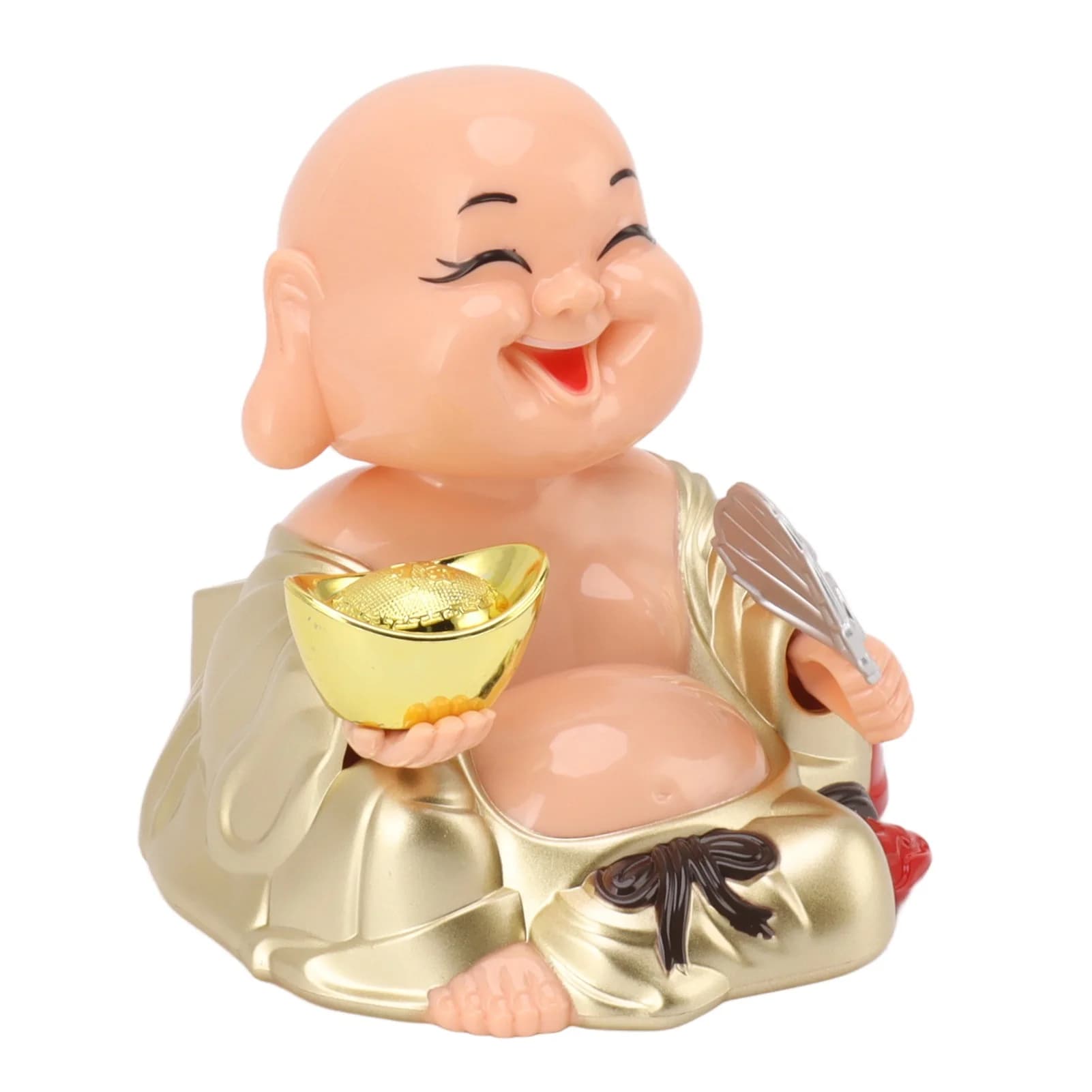 D9 Home Solar Powered Laughing Buddha Ornament Automatic Nodding Smiling Buddha Decoration for Car Home Decor Halloween Items