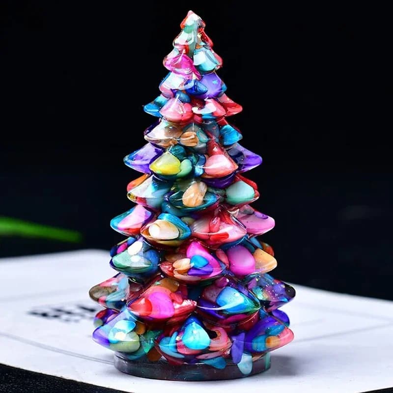 New Natural Crystal Crushed Stone Christmas Tree Resin Decorative Item for Home Desktop Decoration Christmas Display