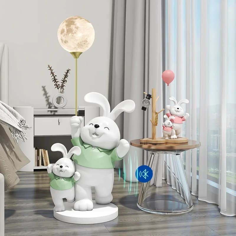 Yifang Home Furnishing Parent-Child Rabbit Storage Key Moon Light Bluetooth Floor Ornament TV Cabinet Bedside Sofa Edge Decorati