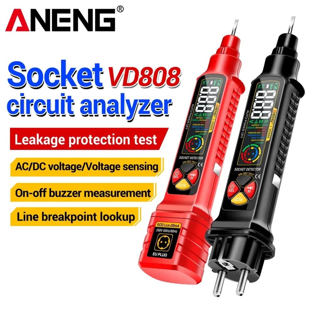 ANENG Circuit Breaker Finders Socket Circuit Analyzer VD808 AC Voltage Tester US/EU Plug  Leakage Polarity Leakage Tester Tools