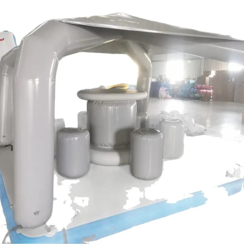 Inflatable water leisure bar, sea netted swimming pool, awning matching cruise ship