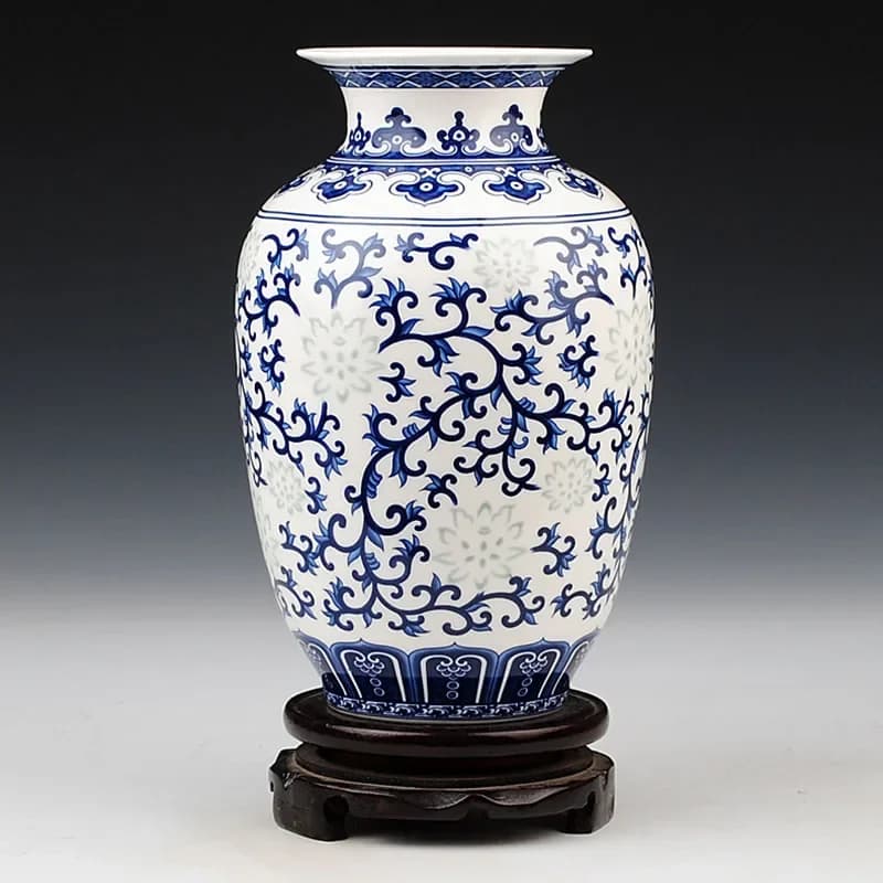 Classic China Porcelain Vase, blue and white glazed,Home Hotel Decoration Vase