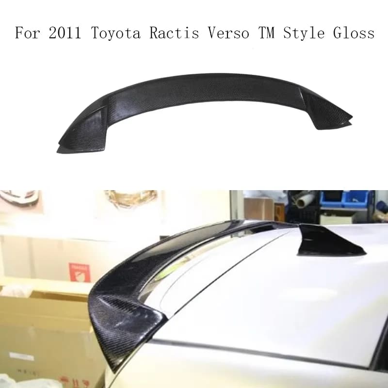 For 2011 Toyota Ractis Verso TM Style Gloss Real CF Rear Trunk Spoiler Lip Car Sport Aero Mod Exterior Accessories