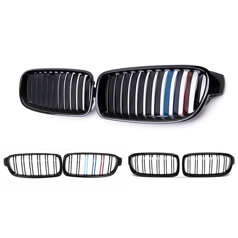A Pair Gloss Black/M Style Car Styling Front Kidney Grille Grill Racing Grilles For BMW 3 Series F30 F31 F35 2012-2018