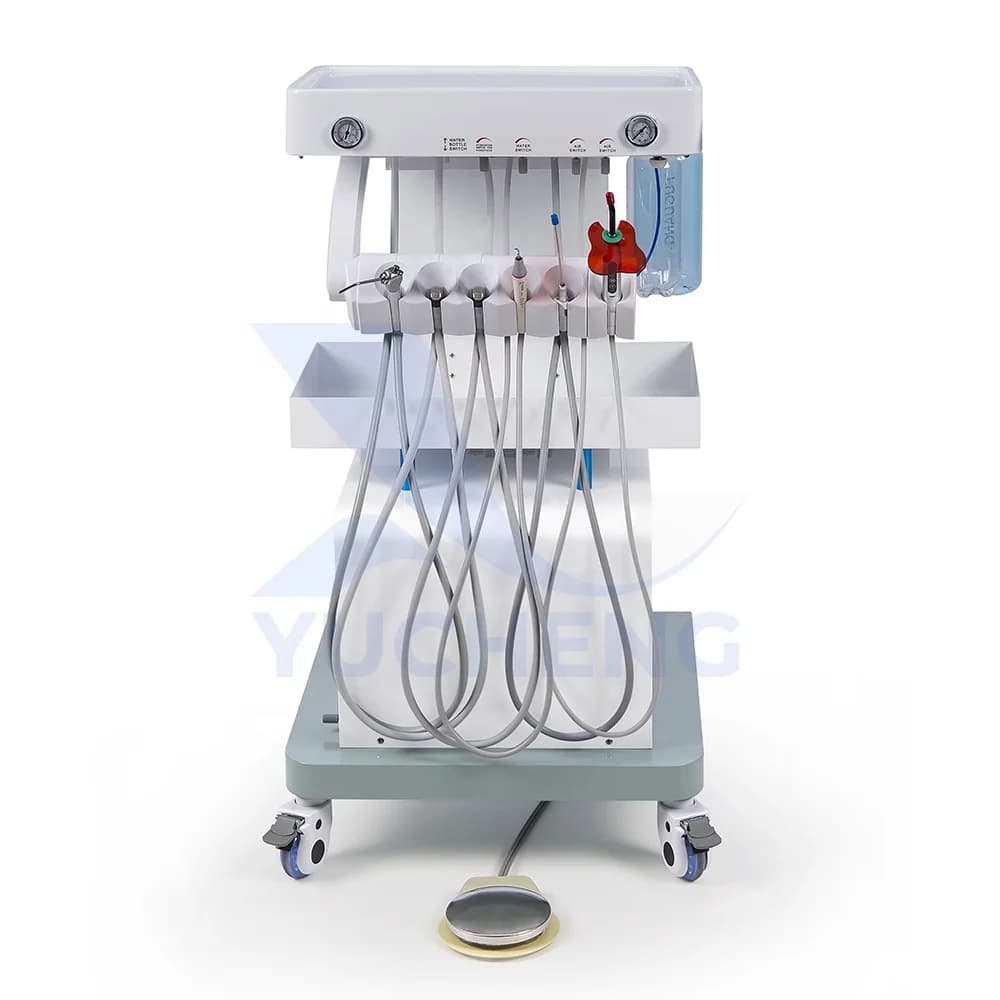 Portable Medical Veterinary Equipment Dental Unit Pet Treatment Veterinary Mobile Turbine Unit Trolley Cart with Air Compressor