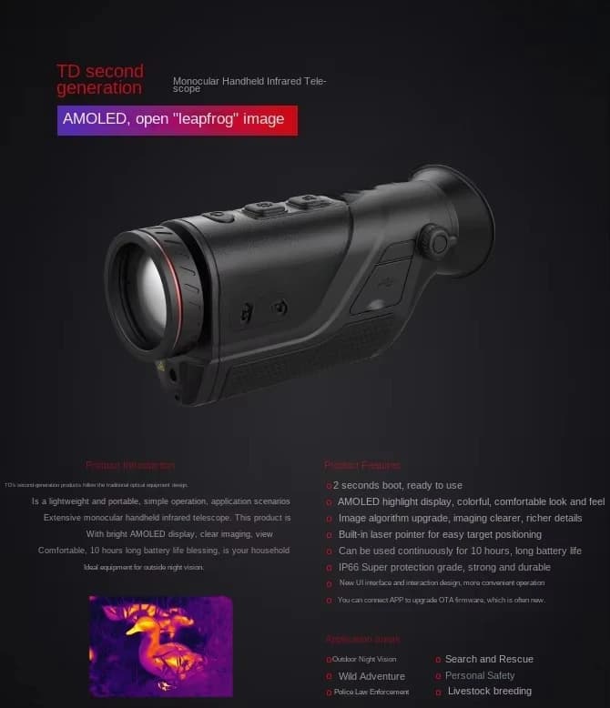 Guide Td410 High Visibility Handheld Infrared Monocular Category Telescope  Binoculars