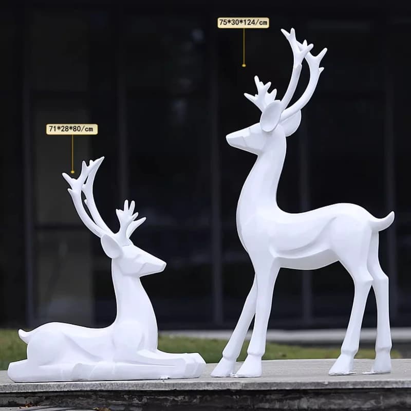 BJ-12  outdoor abstract sika deer sculpture ornament fiberglass flower garden lawn community shopping mall landscape decoration