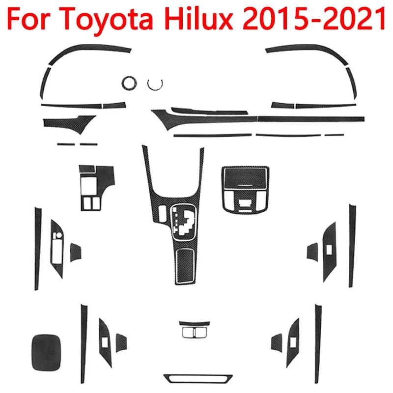 For Toyota Hilux 2015 2016 2017 2018 2019 2020 2021 Carbon Fiber Various Parts Black Stickers Car Interior Styling Accessories